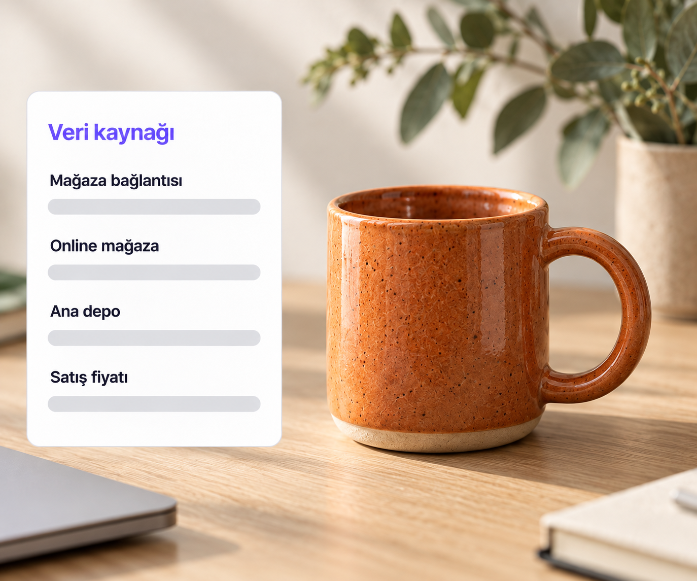 Seramik kupa için online mağaza, depo ve fiyat veri kaynağının belirlenmesi