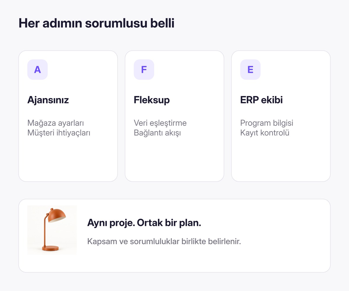 Ajans, Fleksup ve ERP ekibinin iş bölümü
